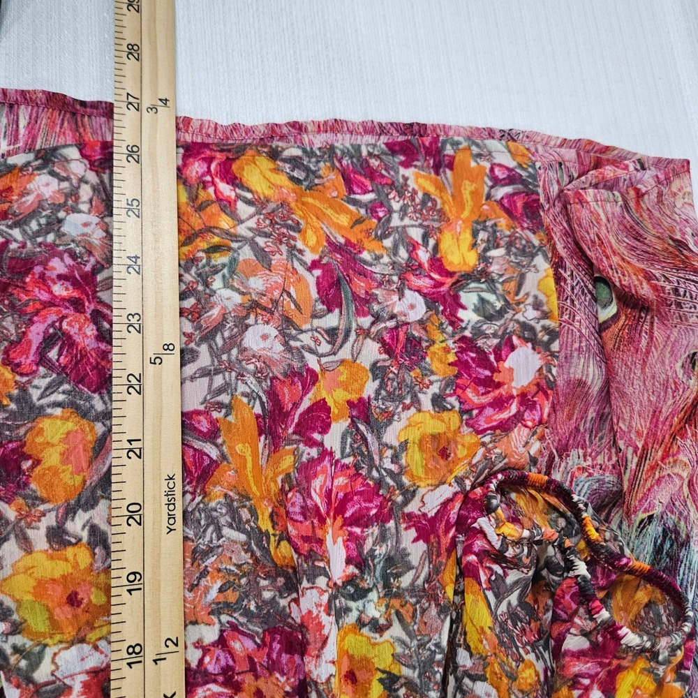Olive Hill Womens Peacock Feather Floral Print Blouse Large hippie artsy boho - Picture 10 of 10